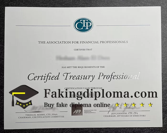 Order Certified Treasury Professional certificate