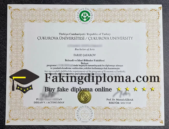 Order Cukurova University diploma, Cukurova University degree sample.