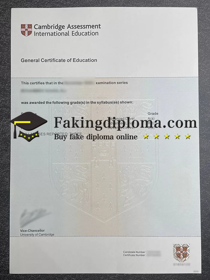 Buy Cambridge Assessment GCE certificate, fake GCSE certificate.