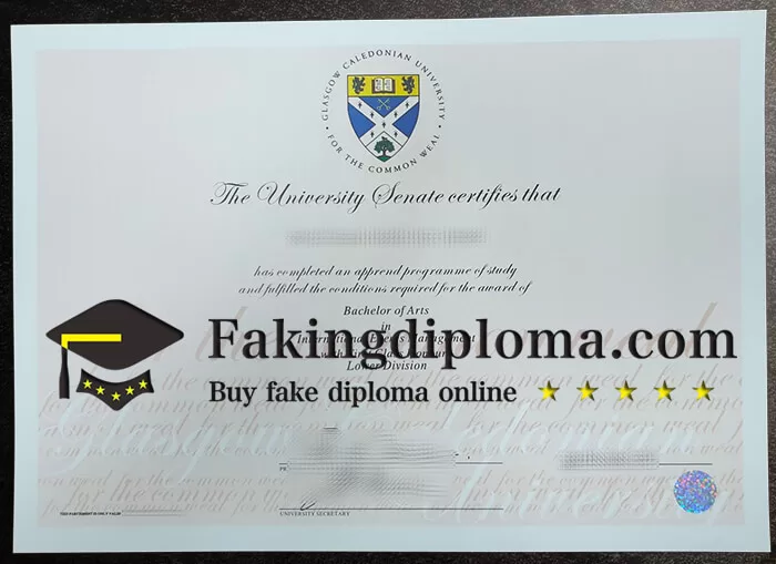 Buy Glasgow Caledonian University certificate,