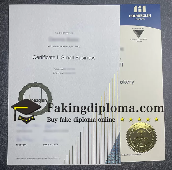 Where to order Holmesglen Institute certificate?