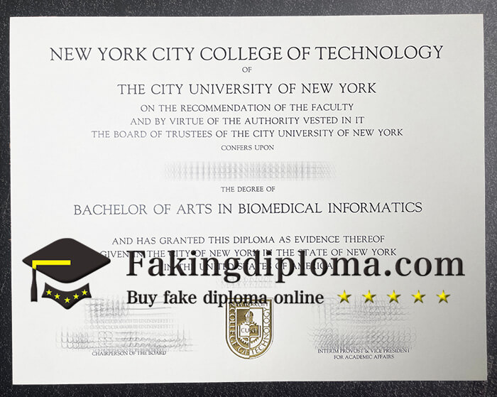 Buy New York City College of Technology diploma online
