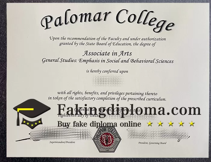 Order Palomar College diploma, get Palomar College degree online.