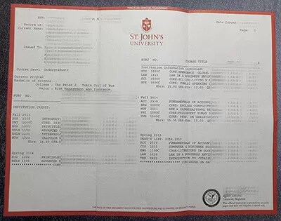 Buy St John’s University Fake Transcript with Fast Delivery