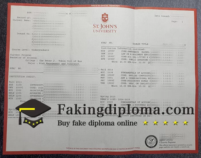How to order St John's University transcript? buy fake St John's University diploma online.