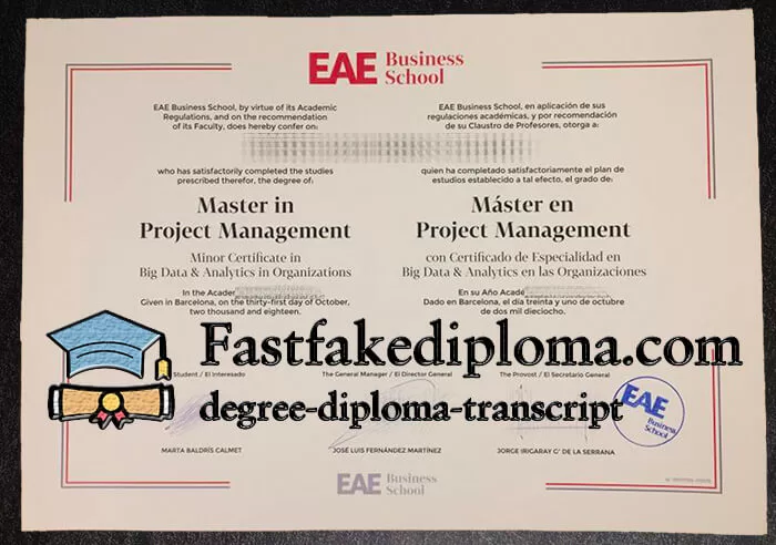 Buy EAE Business School fake diploma