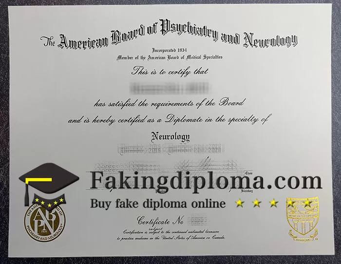 Buy American Board of Psychiatry and Neurology certificate