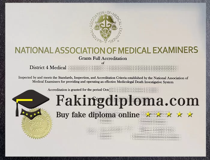 National Association Medical Examiners certificate