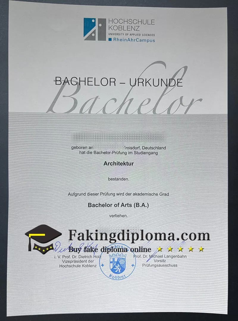 Buy Hochschule Koblenz fake diploma online.