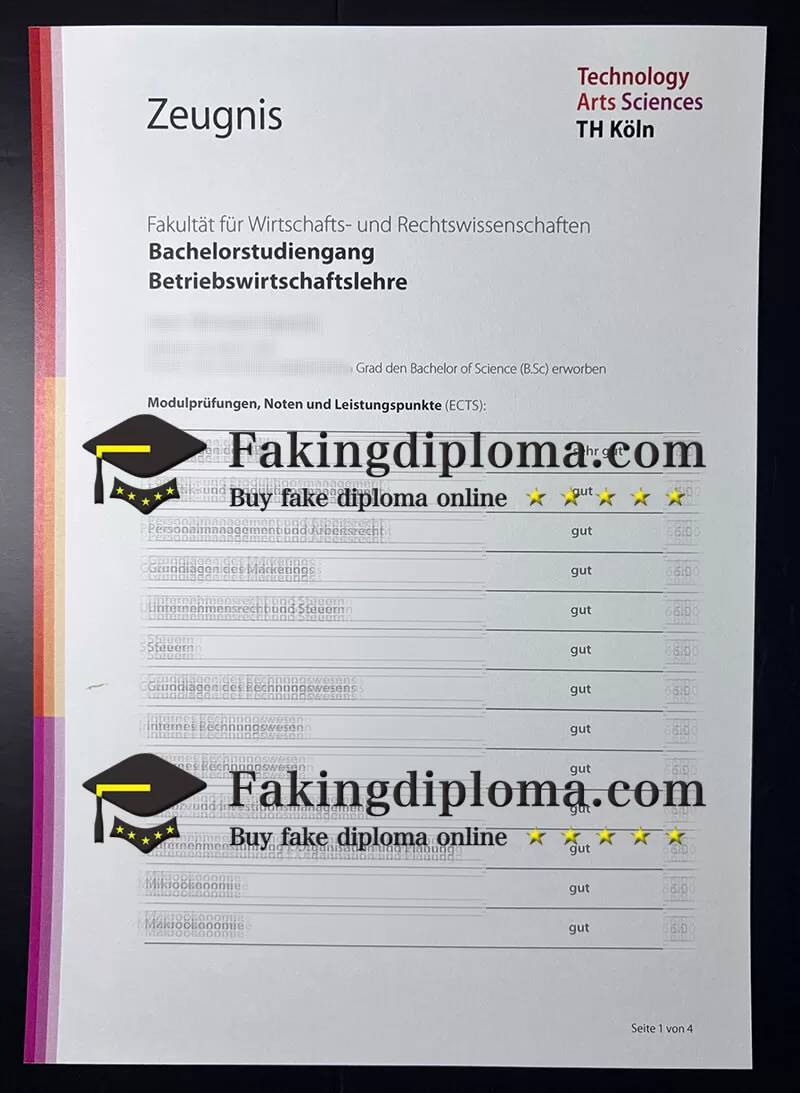 Buy TH Köln Zeugnis fake transcript.