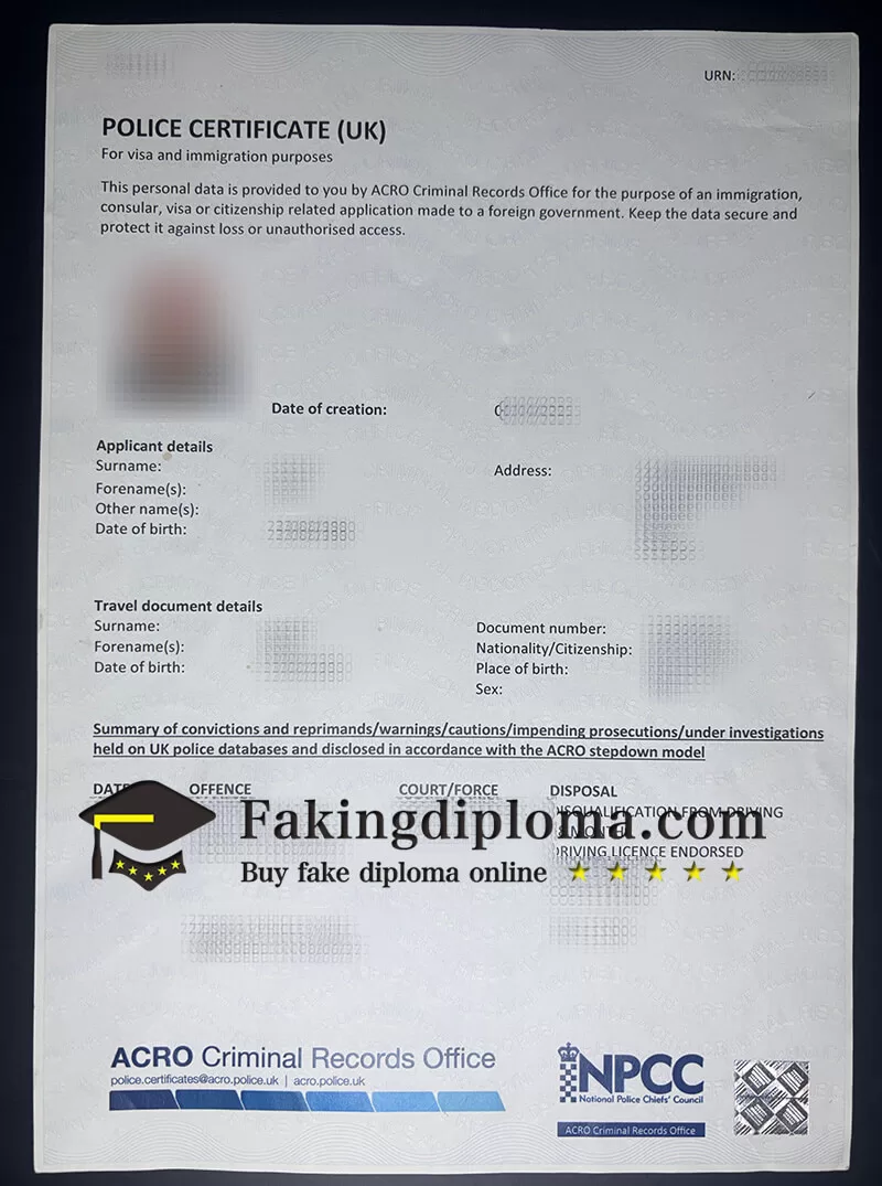 Buy ACRO Criminal Records certificate