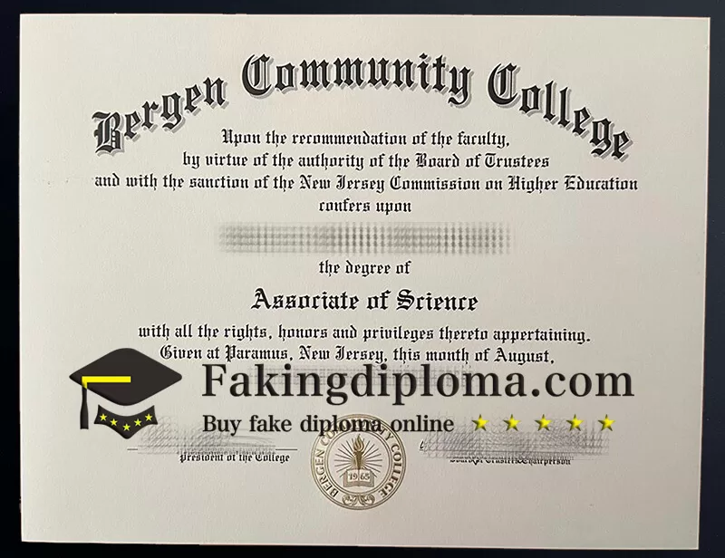 fake Bergen Community College diploma