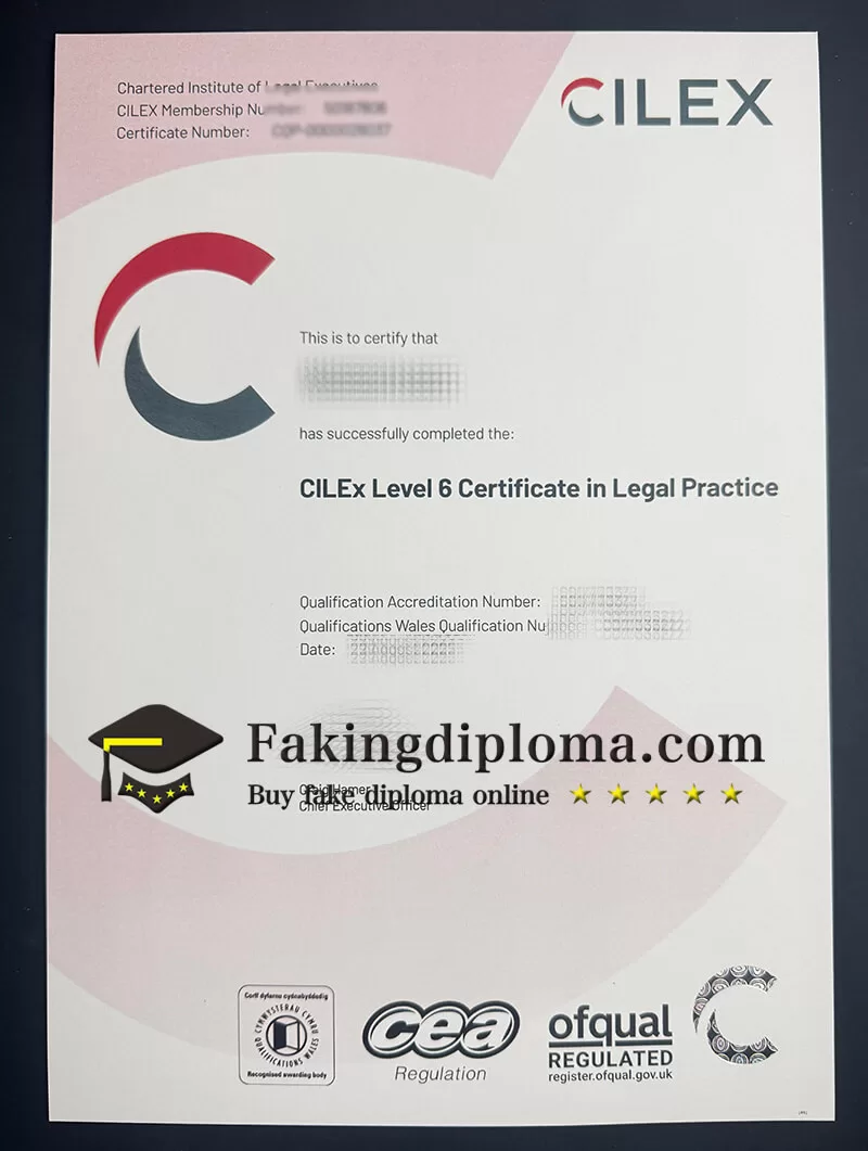 Buy CILEx Level 6 fake certificate