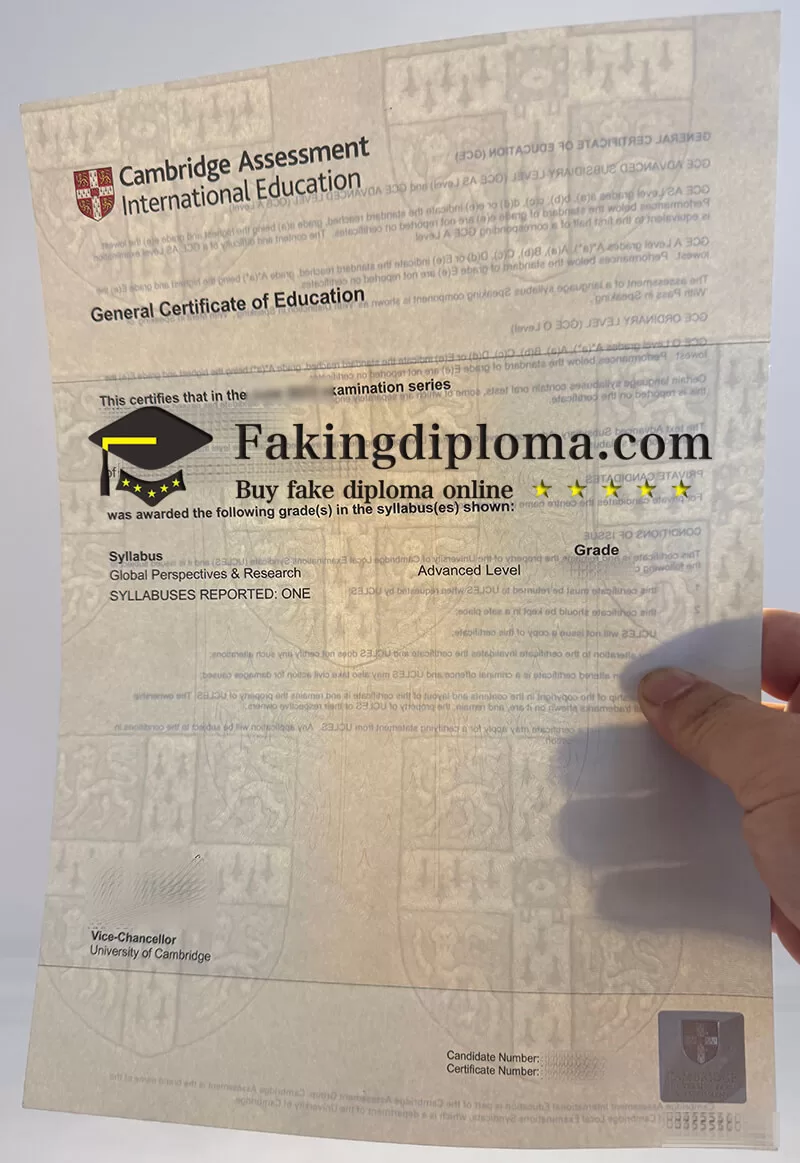 Where to get Cambridge Assessment GCE certificate?