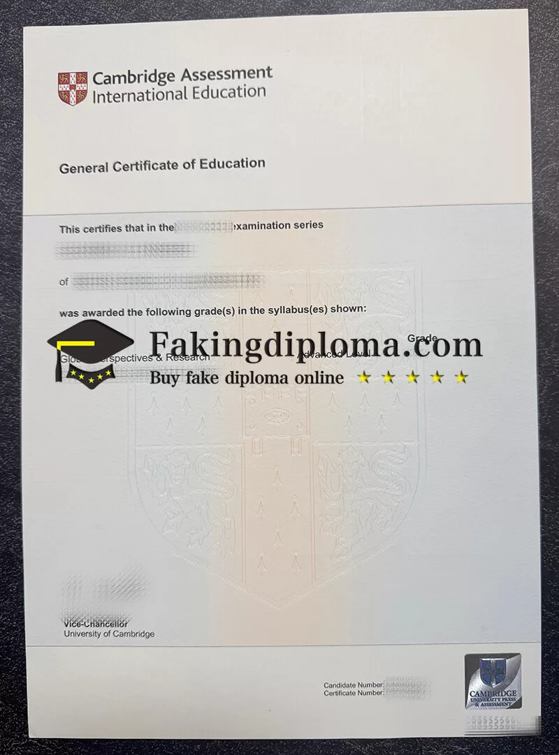 Where to get Cambridge Assessment GCE certificate?