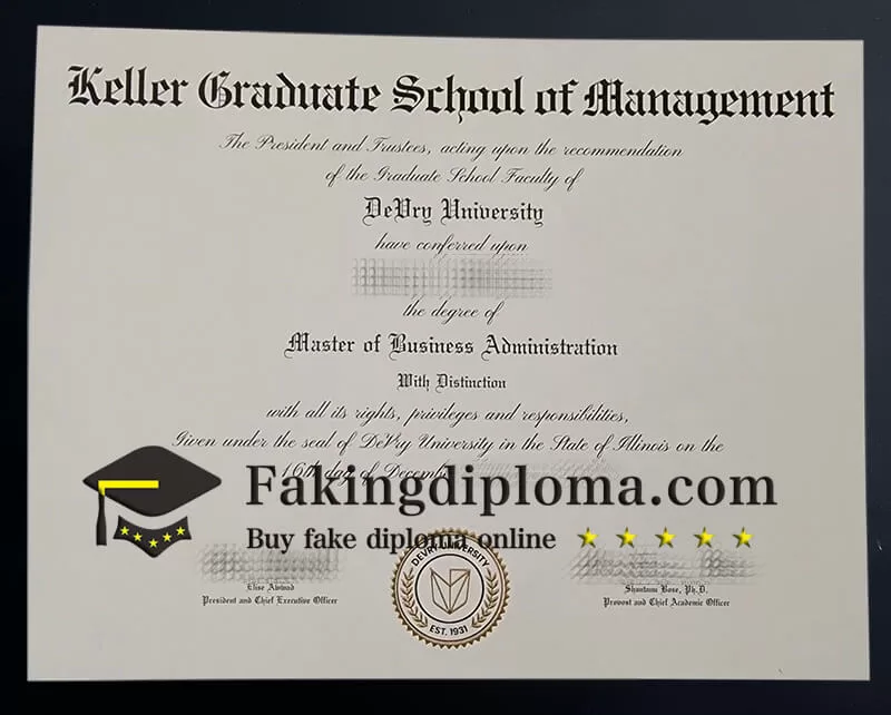 Buy Keller Graduate School of Management diploma