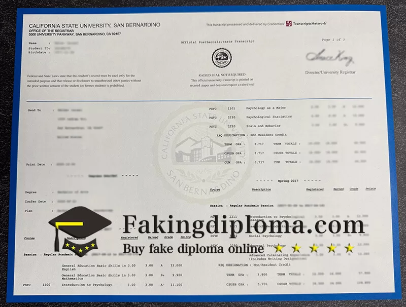 Order CSUSB transcript