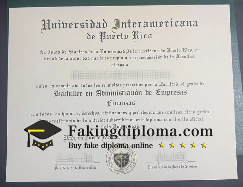 Order Interamerican University of Puerto Rico diploma